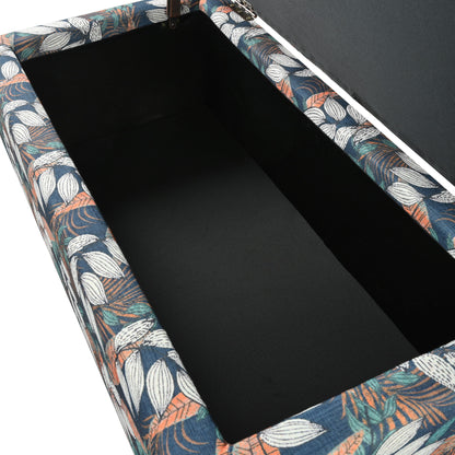 Charming Floral Storage Ottoman With Upholstered Fabric