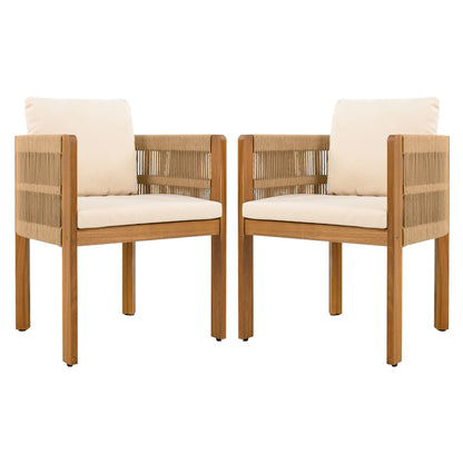 Outdoor Dining Chairs With Rope Handles (Set of 2)