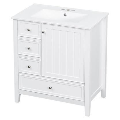 Modern Bathroom Vanity With Sink, 1 Cabinet & 3 Drawers