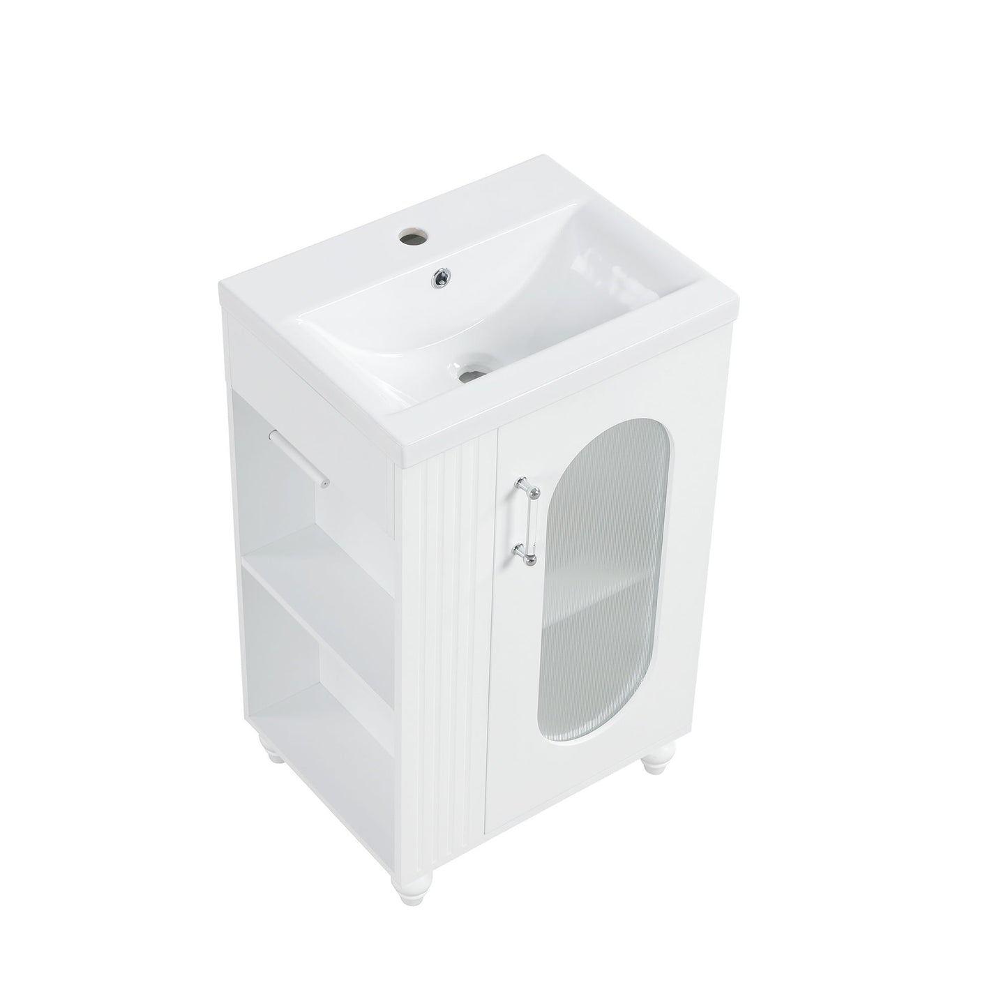 Modern Bathroom Vanity With Sink, Adjustable 2 Tier Shelf