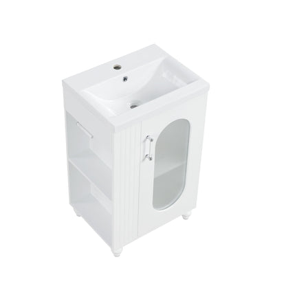 Modern Bathroom Vanity With Sink, Adjustable 2 Tier Shelf