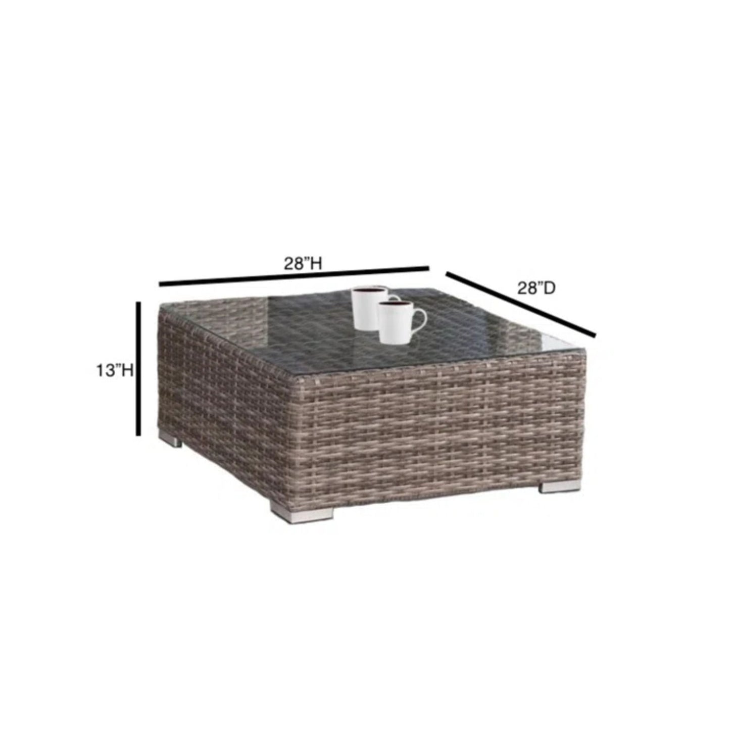 Wicker Seating Group Set With Table And Cushions