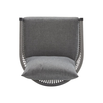 Modern Curved Aluminum Lounge Chair With Stylish Rope Weave Design And Cushioned Comfort For Outdoor