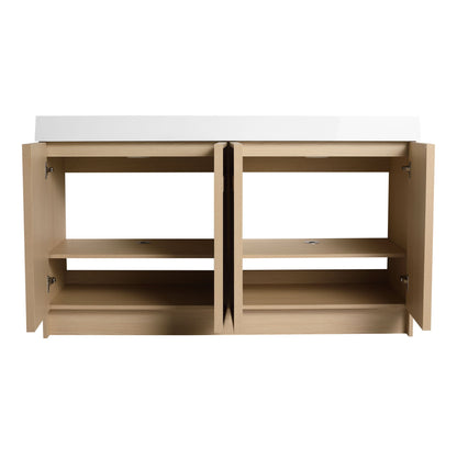 Freestanding Bathroom Vanity With Resin Sink & Soft Close Cabinet Doors