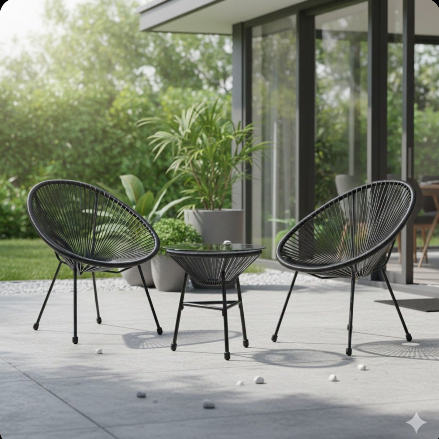 Acapulco Style 3 Piece Patio Bistro Set With Chairs