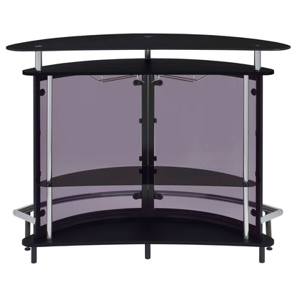 Strick & Bolton - Freestanding Glass Top Home Bar Wine Cabinet With Panels - Black