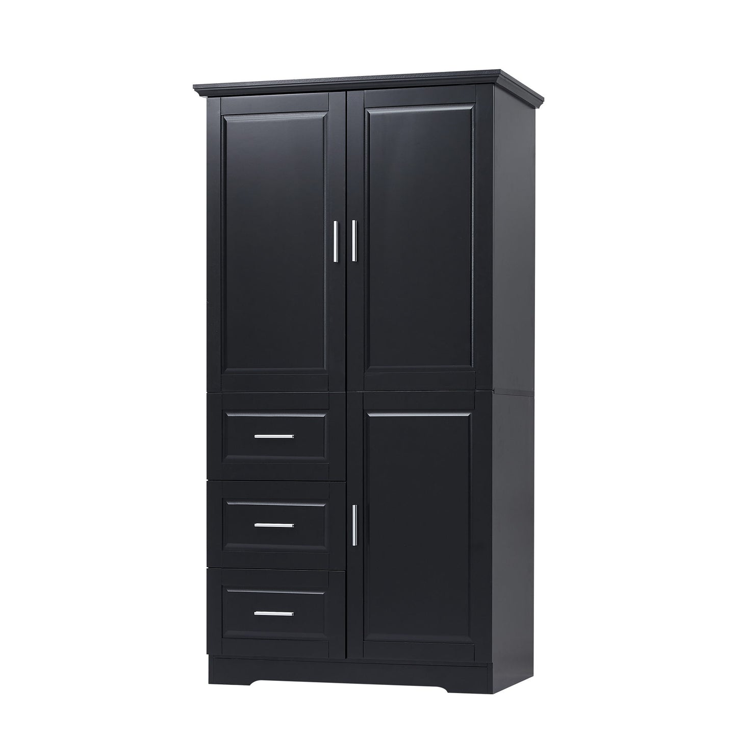 Tall Wide Storage Cabinet With Doors, 3 Drawers