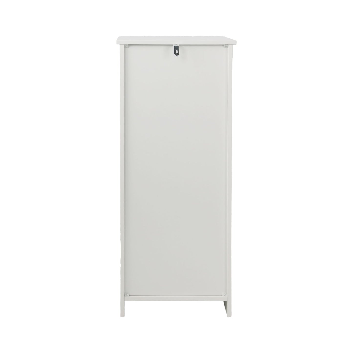 Louvered Door Bathroom Low Cabinet With Multi Layer Storage - White