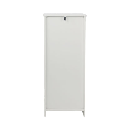 Louvered Door Bathroom Low Cabinet With Multi Layer Storage - White