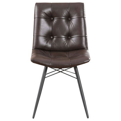 Back Dining Chairs With Button Tufting (Set of 4) - Brown