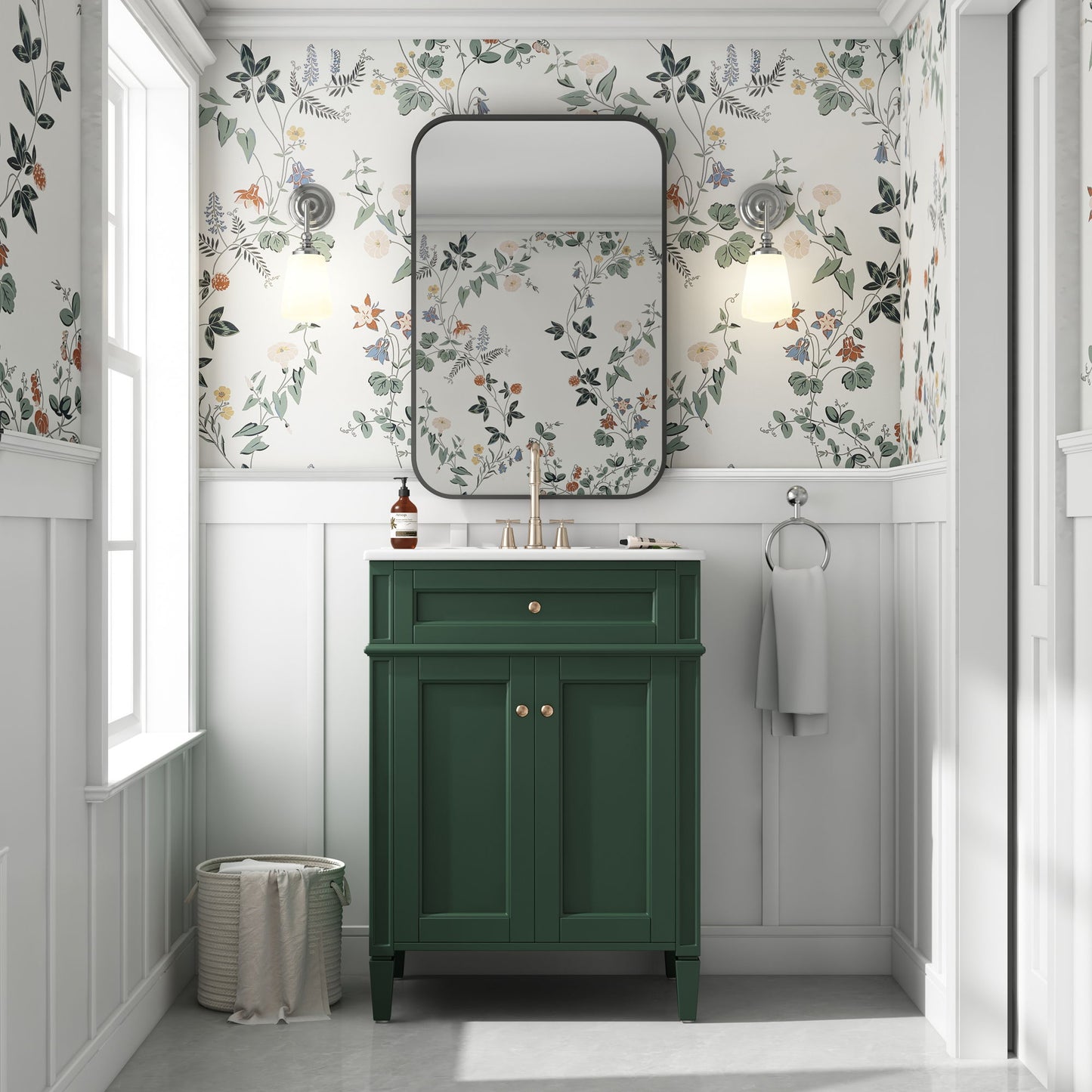 Bathroom Vanity With 2 Doors And Tip Out Drawer, Soft Closing Hinges
