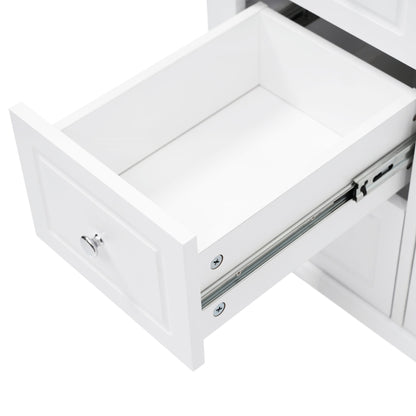 Bathroom Vanity Cabinet Only, 6 Soft Close Drawers & Double Doors - White