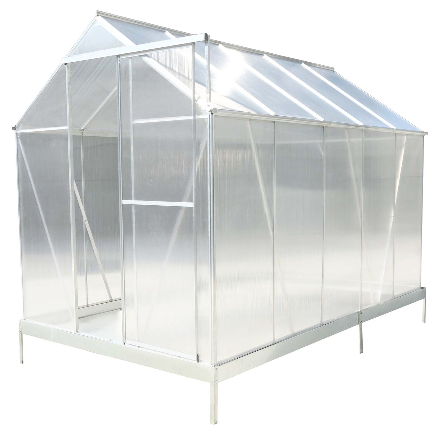 Polycarbonate house, Heavy Duty Outdoor Aluminum Walk-In House Kit With Rain Gutter, Vent And Door For Backyard Garden