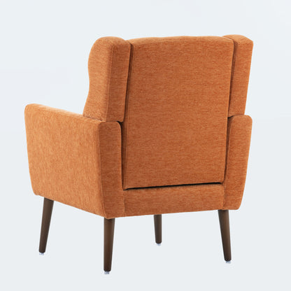 Modern Accent Chair, Arm Chairs For Living Room, Upholstered Mordern Armchair, Comfy Soft Padded Lounge Chair In Small Space, Bedroom, With Pillow, Solid Wood Leg