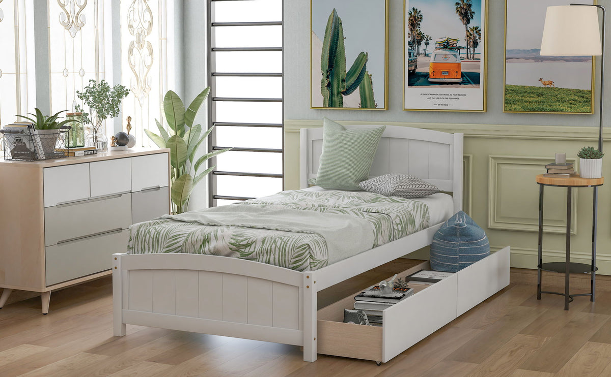 Platform Bed & Headboard, Footboard And Wood Slat Support