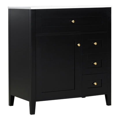 Bathroom Vanity With Sink, 3 Drawers And Adjustable Shelf
