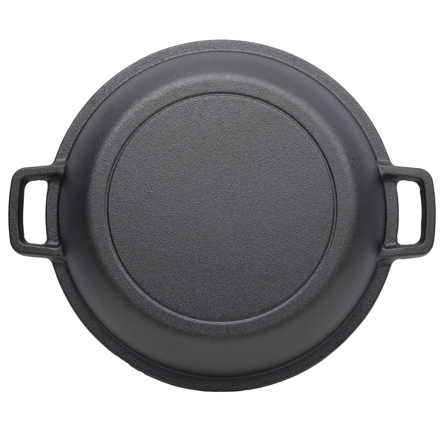 2 In 1 Pre-Seasoned Cast I Dutch Oven With Dual Handles, 5 Quart - Black