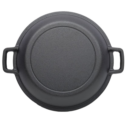 2 In 1 Pre-Seasoned Cast I Dutch Oven With Dual Handles, 5 Quart - Black