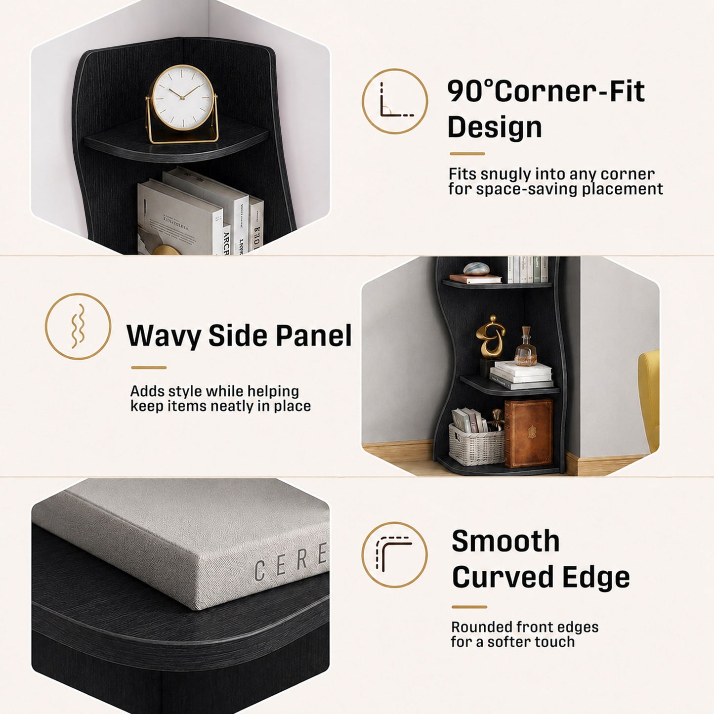 5 Tier S - Shaped Corner Shelf For Living Room