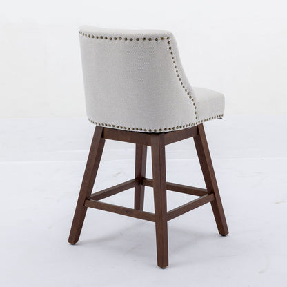Counter Height Swivel Barstools, 26'' H Seat Height Upholstered Bar Stools (Set of 2), Fabric