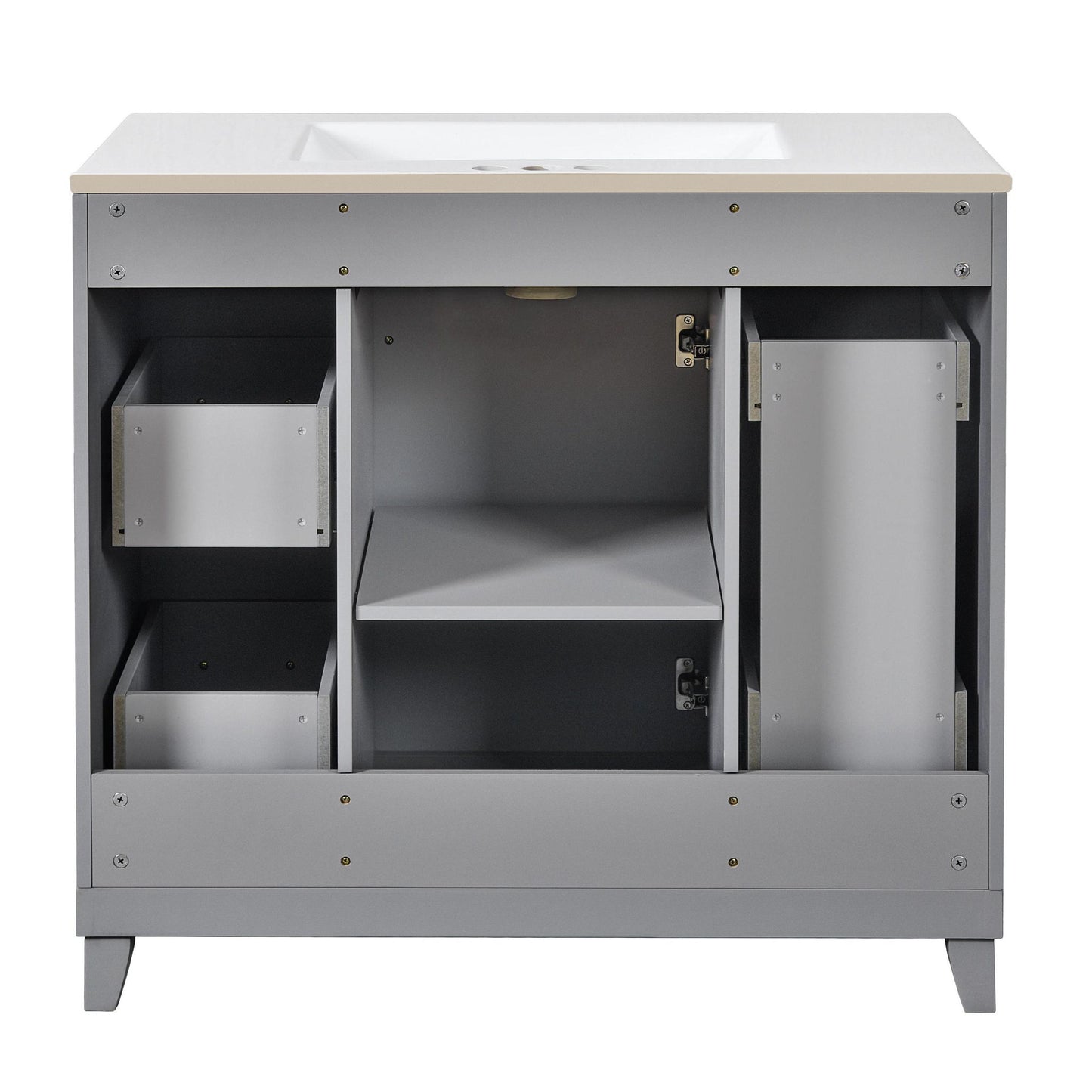 Bathroom Vanity With Ceramic Sink, Soft Close Doors, Adjustable Shelves