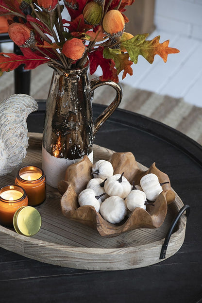 Velvety Pumpkin In Mesh Bag, Bag / 12, For Holiday Harvest Festival Fall Festival & Thanksgiving (Set of 4) - White
