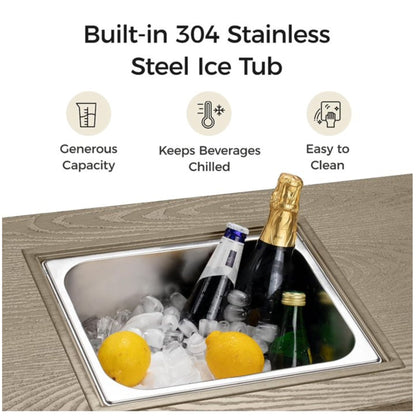 3 In 1 Outdoor Propane Fire Pit Table 50, 000 BTU With Ice Bucket