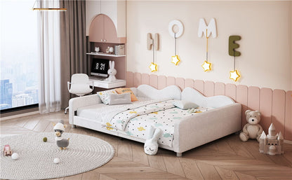 Upholstered Daybed, Sherpa Fabric Sofabed With Cloud-Shaped Backrest