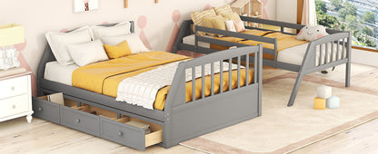 Bunk Bed With Drawers, Ladder And Storage Staircase