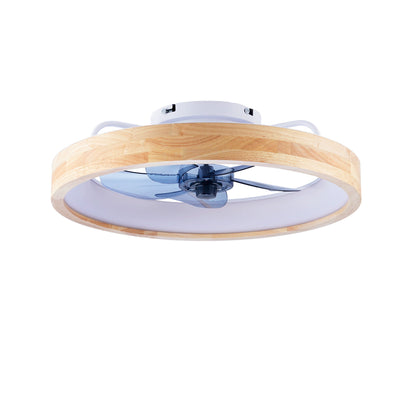 Ceiling Fans With Lights And Remote, 3000 - 6500K Dimmable Flush Mount LED Fan Light, 6 Speeds, Quiet DC Motor For Living Room - Matte White / Natural Wood