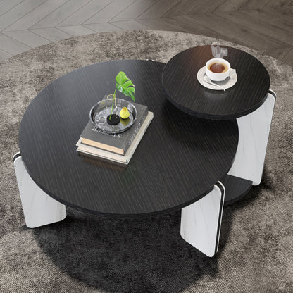 Round Coffee & End Table Set - Black