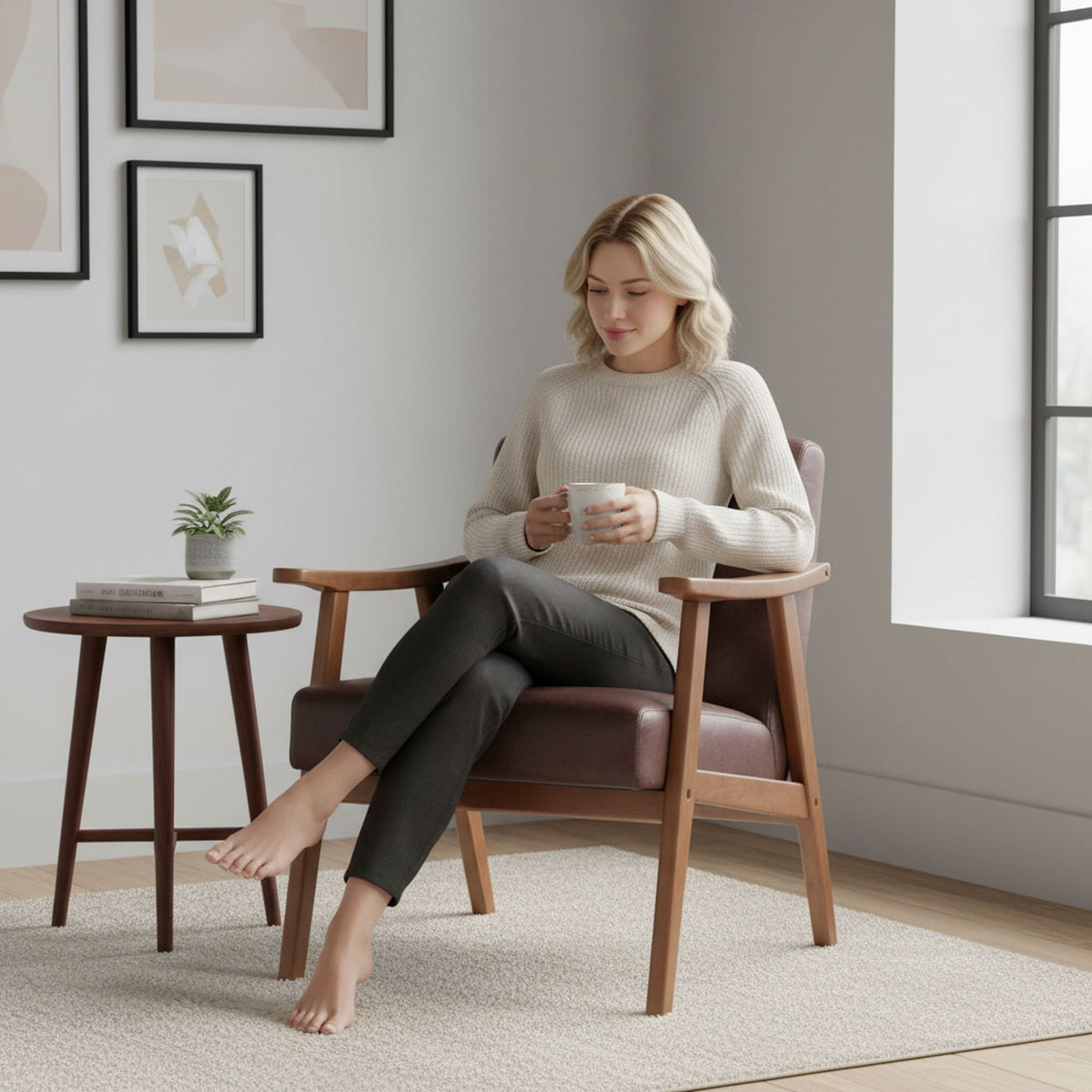 Accent Chair, Classic Mid Century Modern For Extra Seating