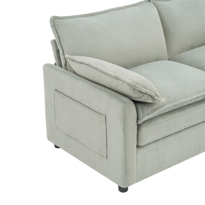 Modern 3 Seater Sofa With Side Storage Pockets For Living Room