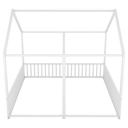 Metal Twin Size House Platform Beds 2 Shared Beds - Antique White