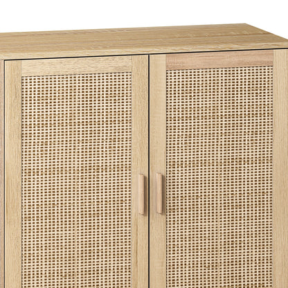 Elegant And Functional Rattan Decorative Storage Cabinet With 4 Doors
