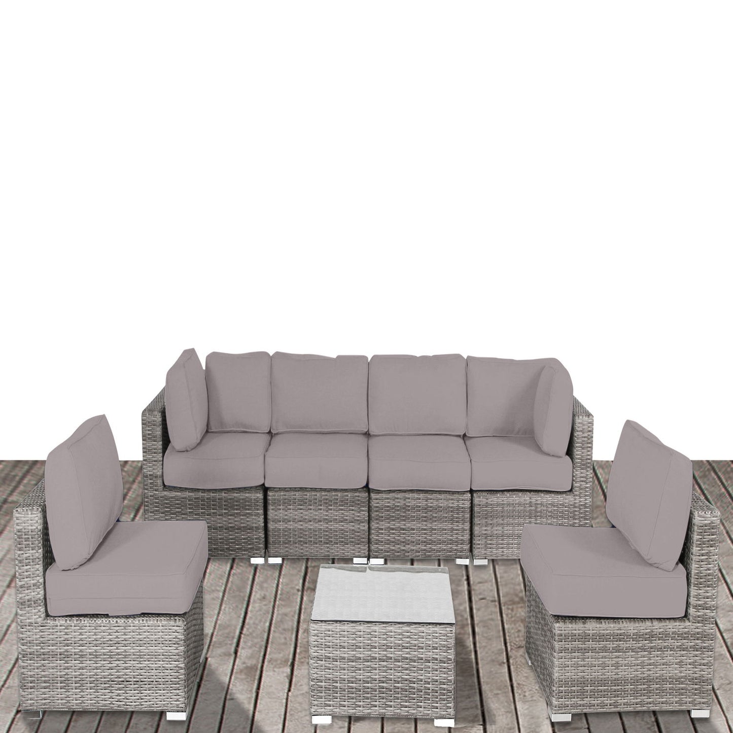 Seating Set With Cushions Handcrafted Wicker Design