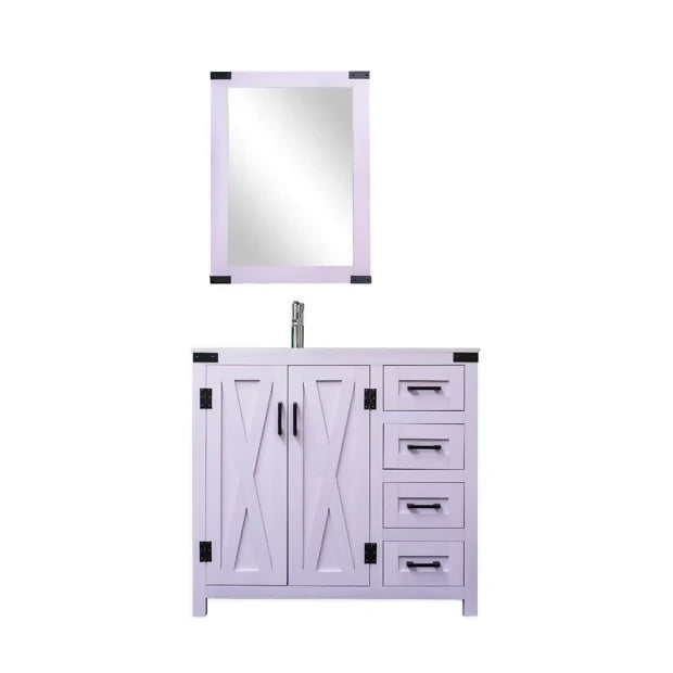 Salerno 36" W x 21.5" D x 33.5" H White Lilac Vanity with Cultured Marble Vanity Top and Mirror