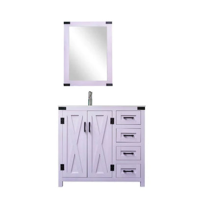 Salerno 36" W x 21.5" D x 33.5" H White Lilac Vanity with Cultured Marble Vanity Top and Mirror