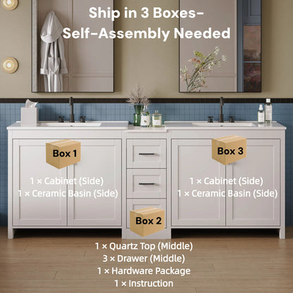 Double Sink Bathroom Vanity With Quartz Countertop