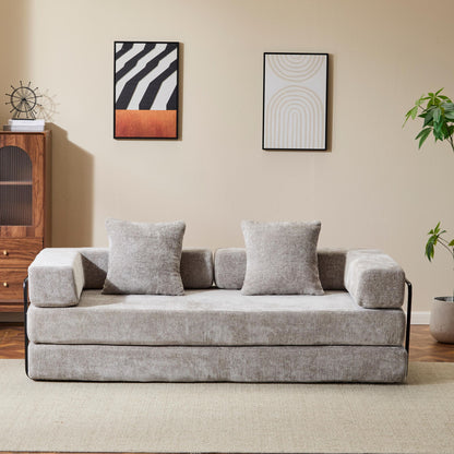 Convertible Floor Sofa Bed With Pillow Back Support Armrest