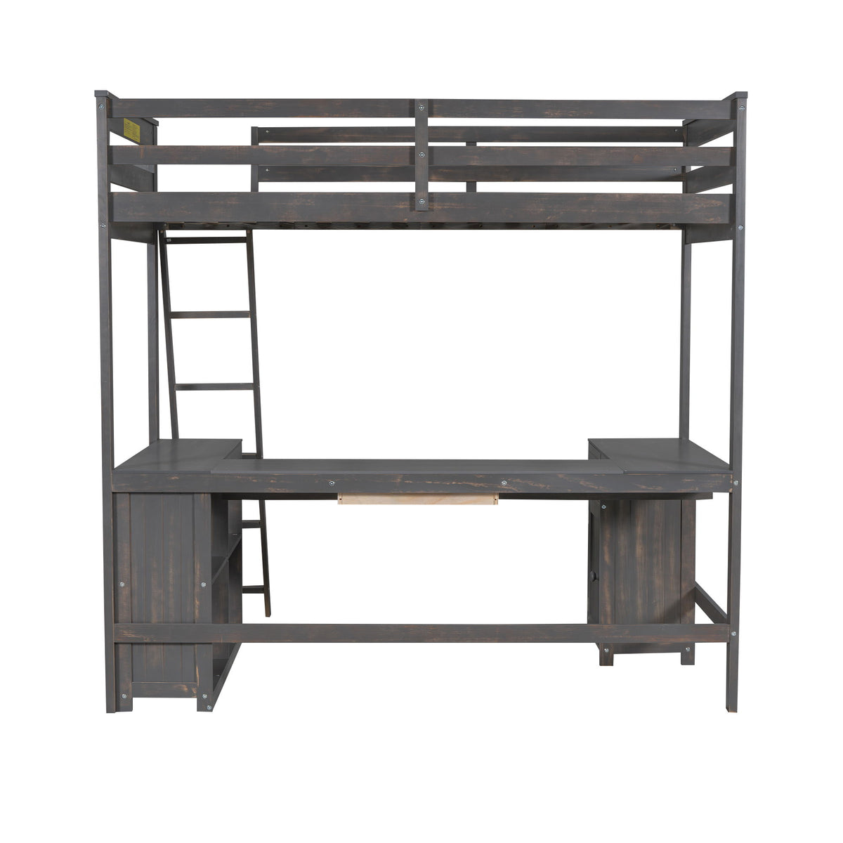 Loft Bed With U-Shaped Desk, Drawers, And Storage Shelves