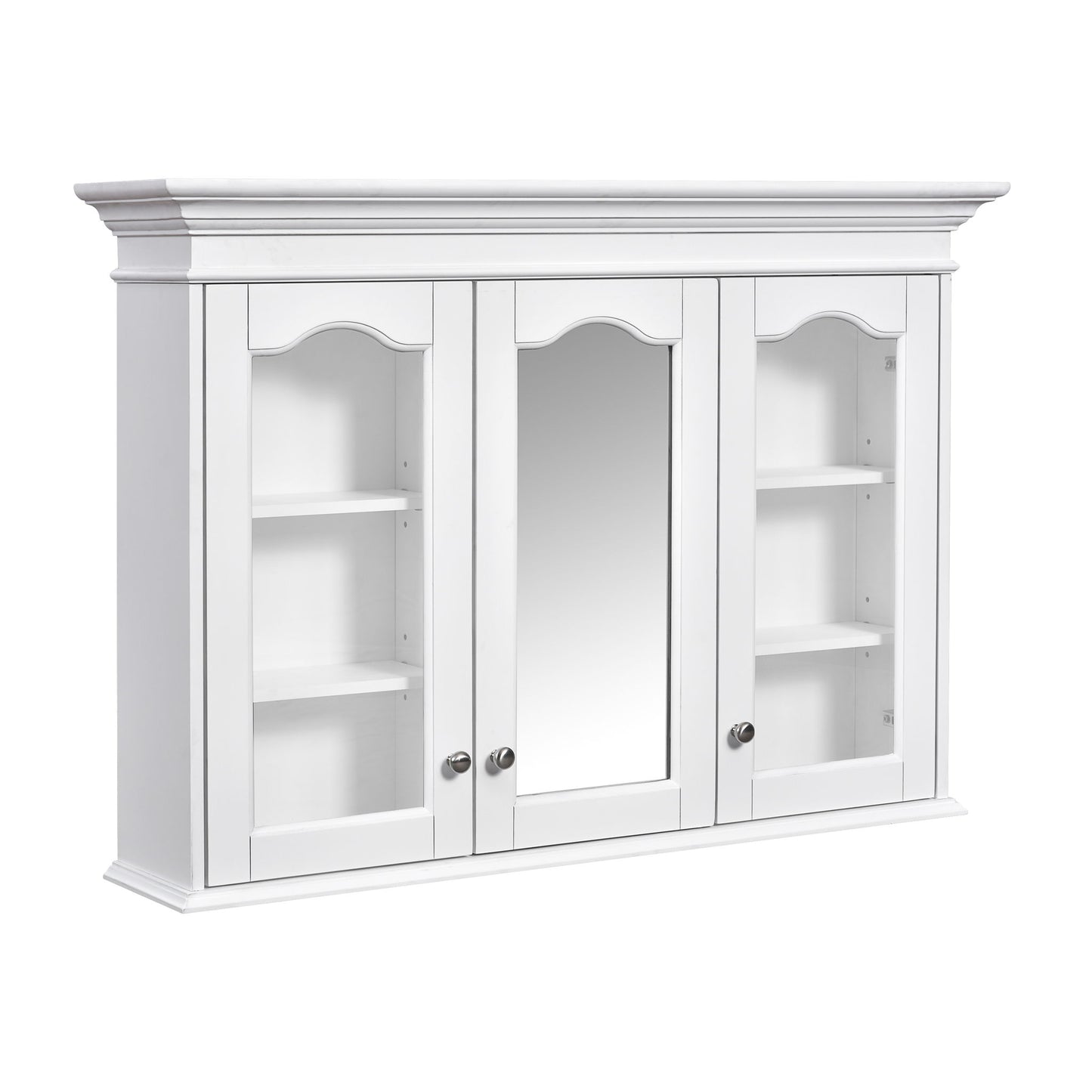Medicine Cabinet With Mirror Door And Adjustable Shelves, Wall-Mounted Bathroom Storage Cabinet - White