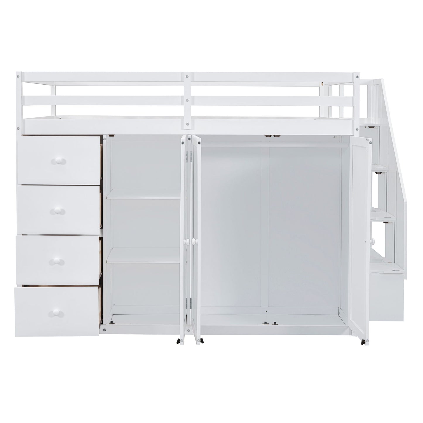 Loft Bed With Built In Wardrobes, Cabinets And Drawers