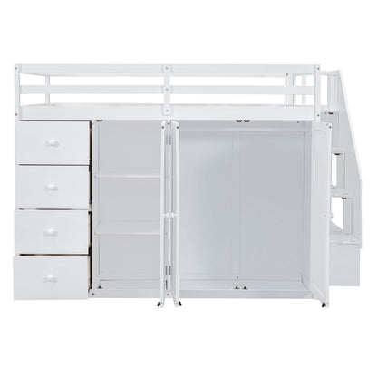 Loft Bed With Built In Wardrobes, Cabinets And Drawers