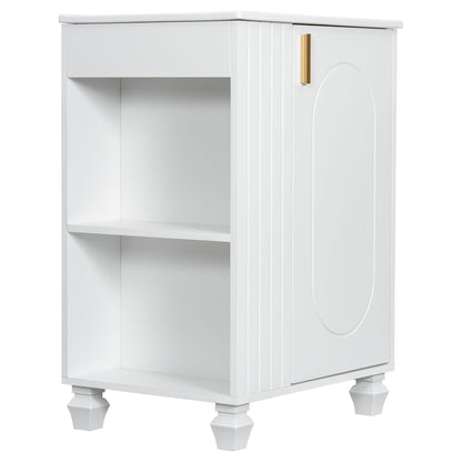 Classic Retro Bathroom Vanity With Sink, Door Shelf, Side Open Storage Frame