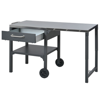 Foldable Outdoor Kitchen Cart With Storage For Patio