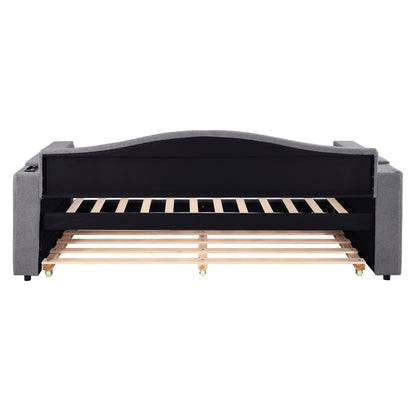 Upholstered Daybed With Storage Armrests, Trundle And Latest Integrated tooth Audio System