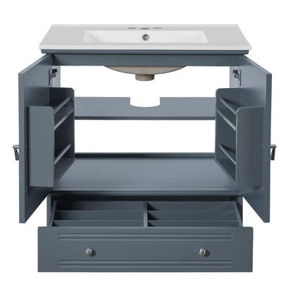 Bathroom Vanity With Sink, Cabinet With Adjustable Shelf And Drawer Divider