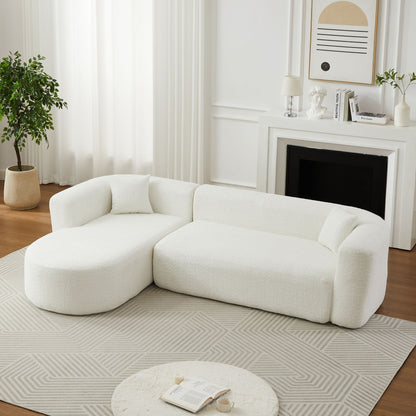 L - Shape Boneless Cloud Couch With 2 Throw Pillows For Living Room