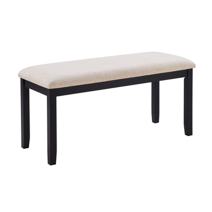 6 Piece Dining Table Set With Bench - Beige / Black / Oak